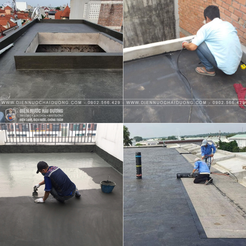 Thi công chống thấm sàn mái tại Cẩm Thượng, Bắc Ninh